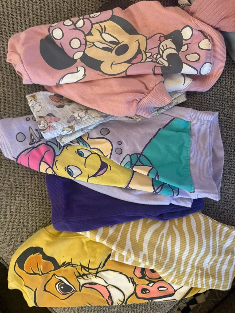 LOT of Disney The Lion King, The Little Mermaid, and Minnie Mouse 2 piece outfit